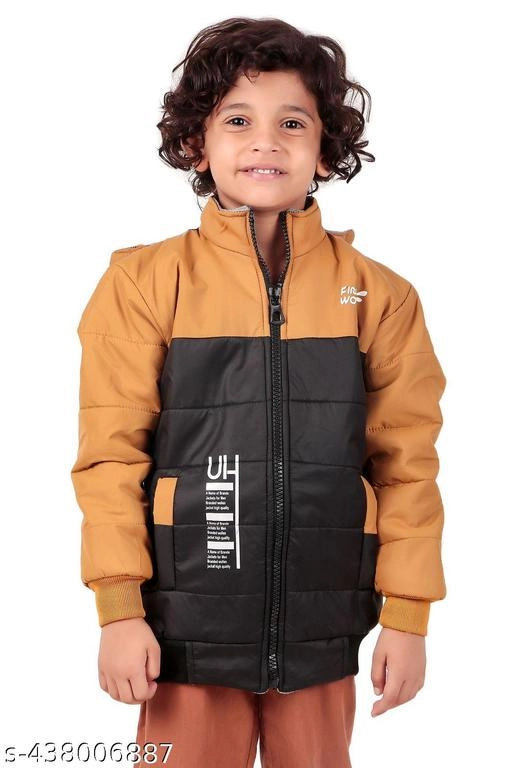 Nylon Jacket for Boys (Mustard & Black, 1-2 Years)