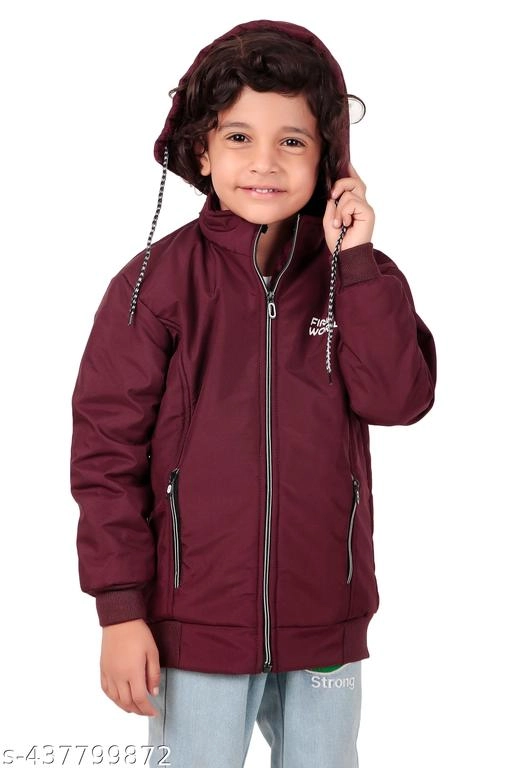 Polyester Jacket for Boys (Maroon, 1-2 Years)