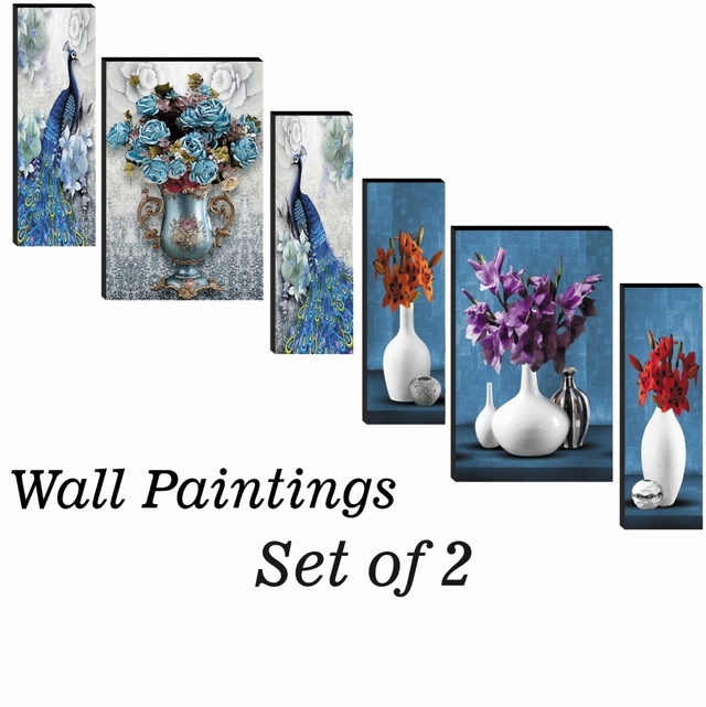 MDF 2 Pcs Designer Wall Painting for Home & Office (Multicolor, 12x18 Inches) (Set of 1)