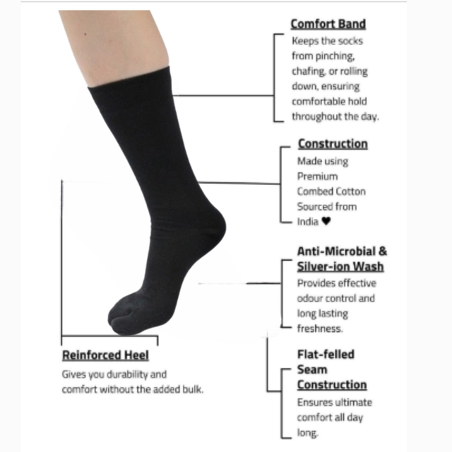 Fleece Socks for Men (Black, Set Of 6)