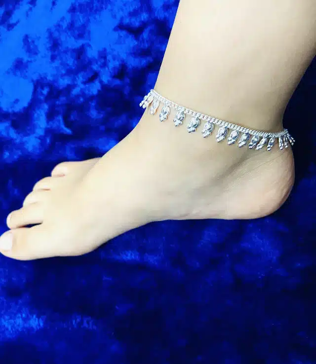 Oxidised Metal Anklets for Women and Girls (Silver, Set of 1)