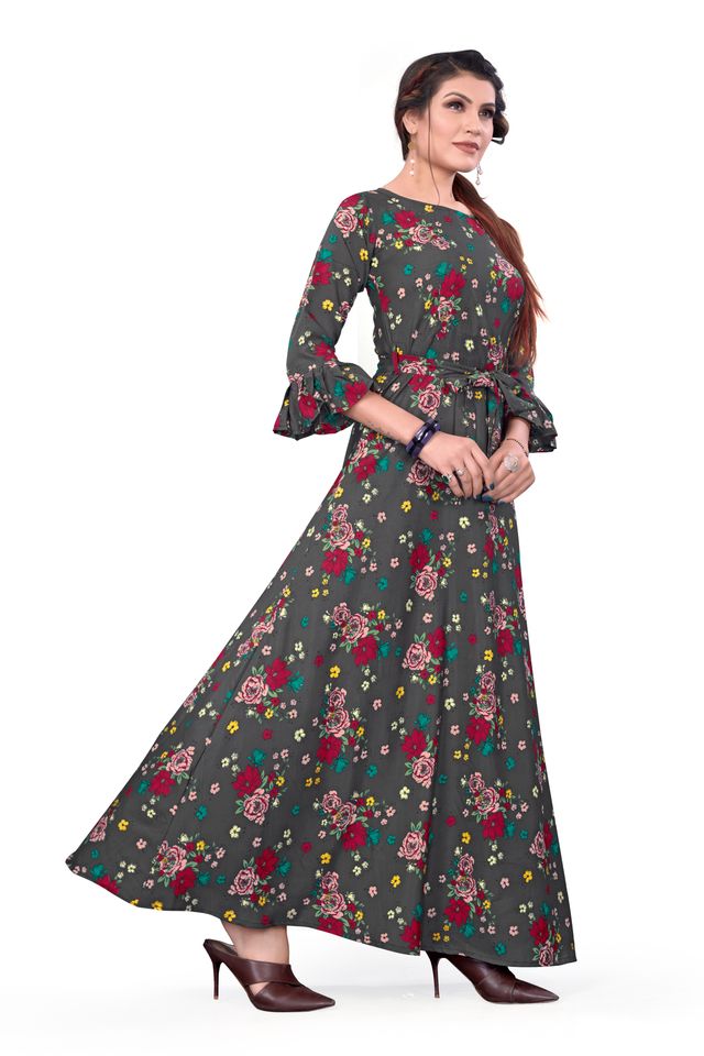 Fit and Flare Gown for womens (Multicolor, XXL) (NE23)