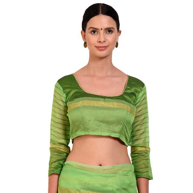 Florences Womens Georgette Saree With Unstiched Blouse (Firozi & Dark Green, 5.5 m) (F2711) (Pack of 2)