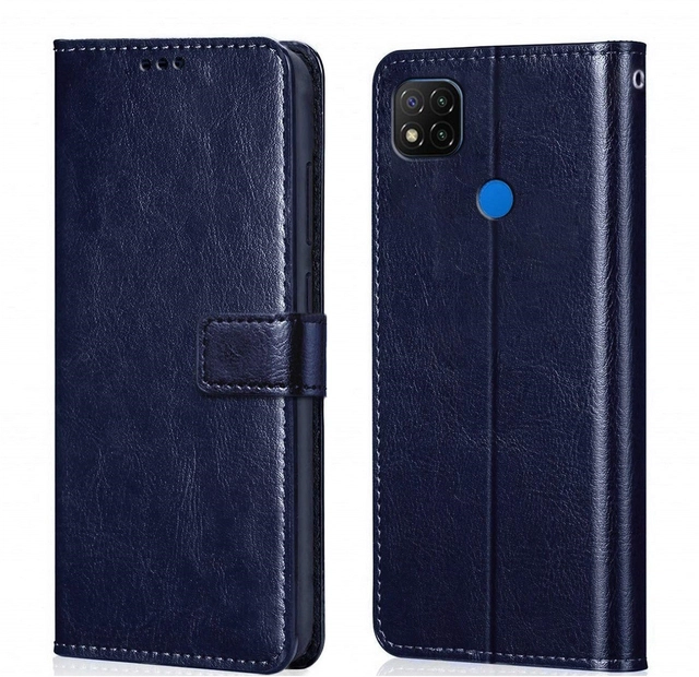 Durable Artificial Leather Mobile Back Cover for OPPO A15 CPH 2185 (Blue)