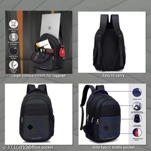 Polyester Backpack for Men & Women (Black, 35 L)