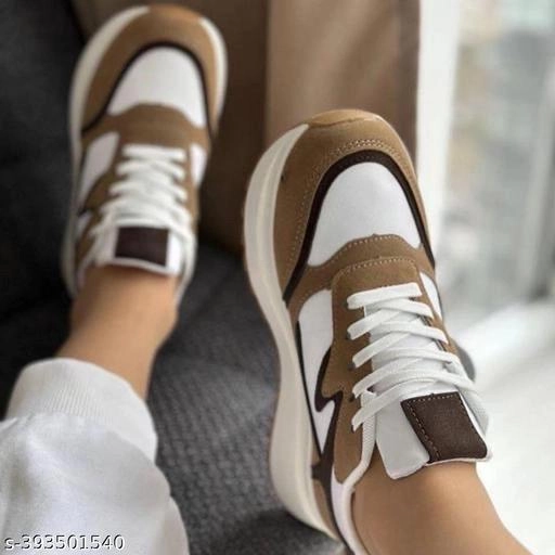 Casual Shoes for Women (Tan & White, 3)