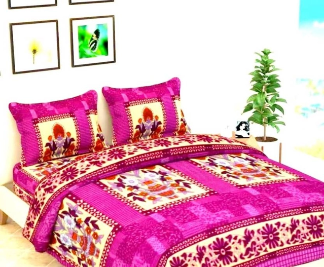 Woolen Double Size Bedsheet with 2 Pillow Covers (Pink, 90x90 Inches)