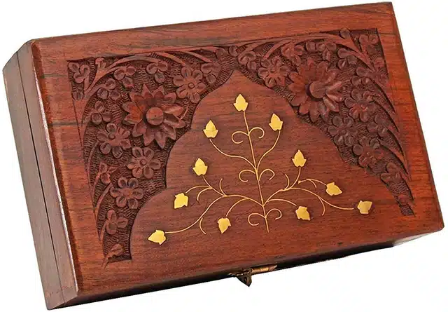 Handmade Sheesham Wooden Jewellery Box (Brown, 6 Inch) (GS-7)