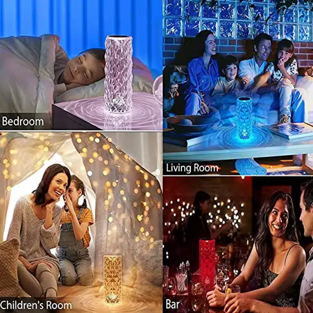 Usb Rechargeable Crystal Color Changing Table Lamp (Multicolor)