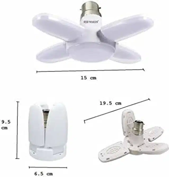 Foldable Mini Fan Blades LED Bulb (White, 28 W)