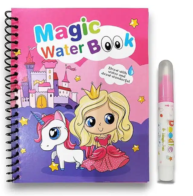 Reusable Quick Dry Water Painting Book with Doodle Pen for Kids (Multicolor)