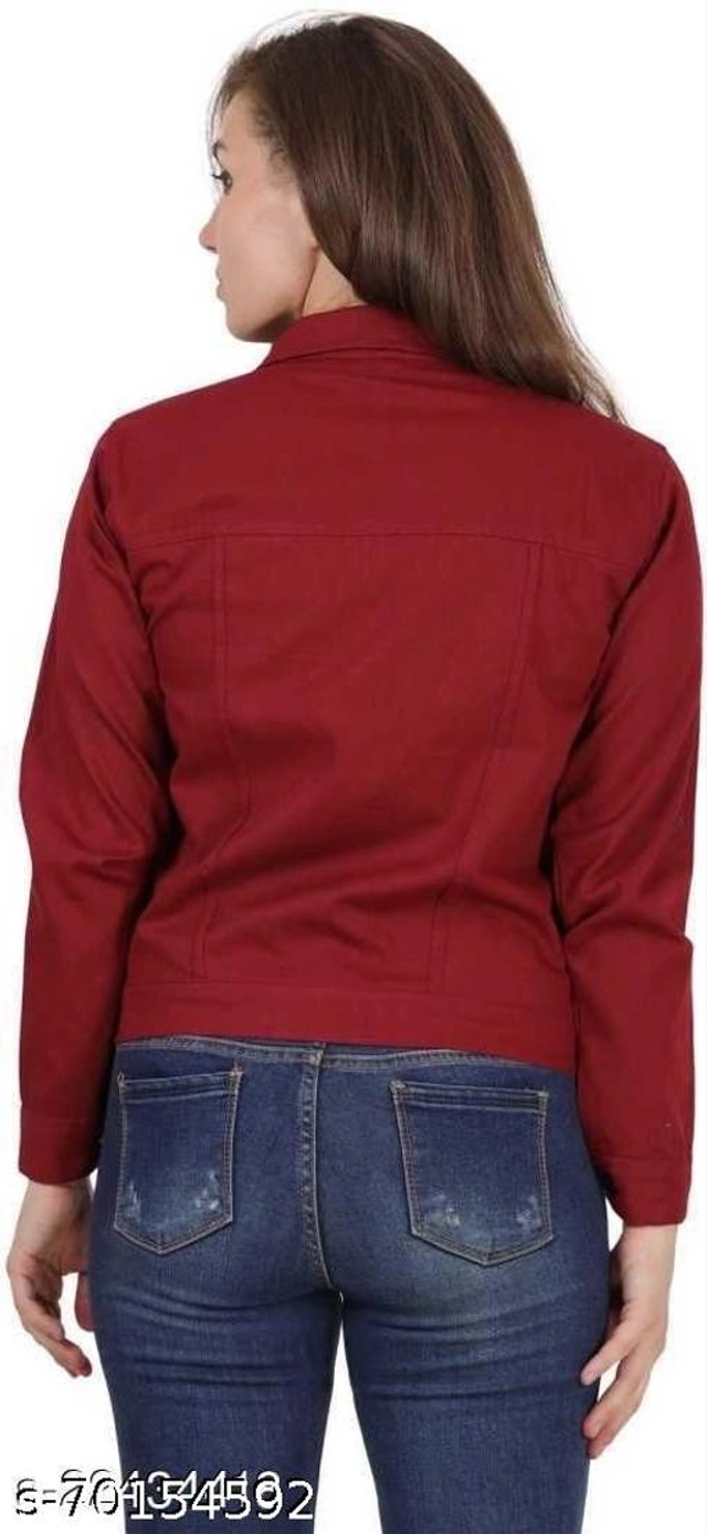 Full Sleeves Solid Jacket for Women & Girls (Maroon, S)