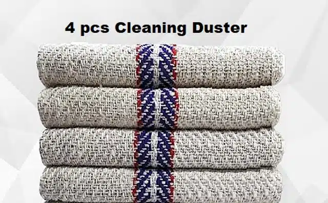 Cotton Floor Cleaning Clothes (White, Pack of 4)