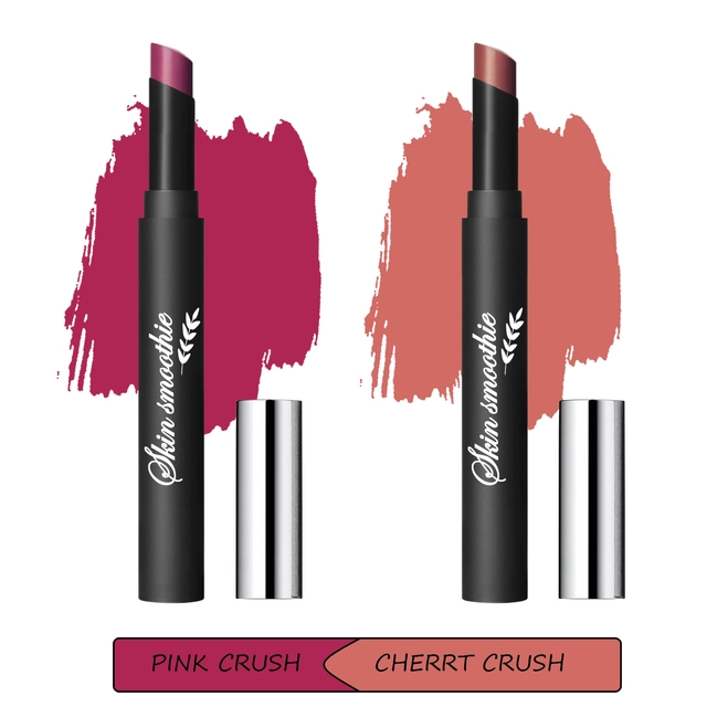 Matte Long Lasting Crayon Lipsticks (Pink Crush & Cherrt Crush, Pack of 2)