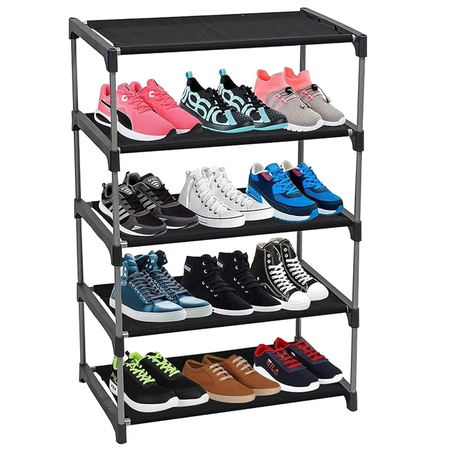 Metal 4 Layer Collapsible Shoe Rack (Grey)