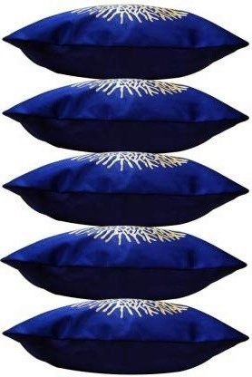 Jute Cushion Covers (Blue, 16x16 inches) (Pack of 5)