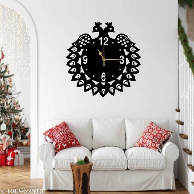 Wooden Wall Clock for Home (Black)