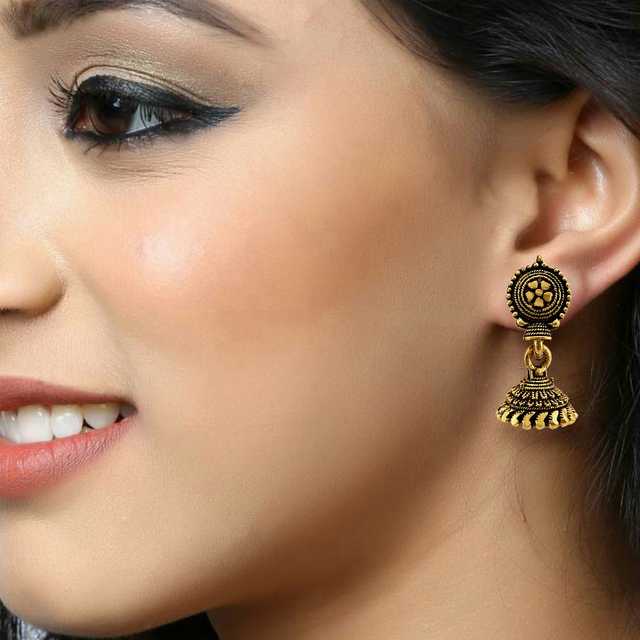 Vighnaharta Traditional Alloy Antique Finish Jhumki (Gold, ) (V-68)