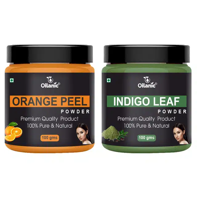 Natural Orange Peel & Indigo Leaf Powder for Skin & Hair (Pack of 2, 100 g)