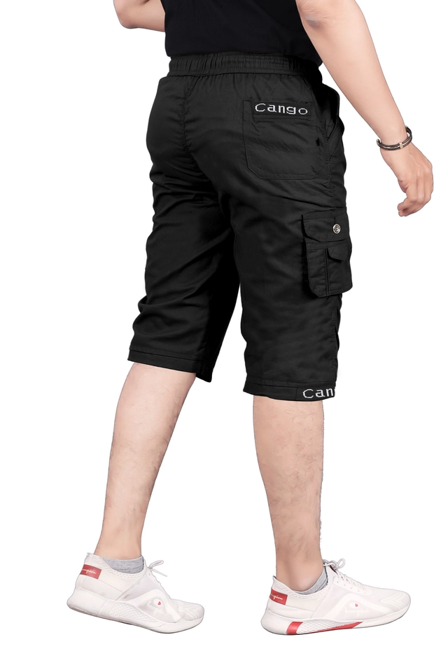 Cotton Solid Capri for Men (Black, 28)