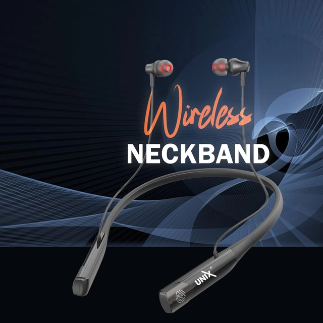 Unix Wireless Bluetooth in-Ear Neckband with Mic (Black)