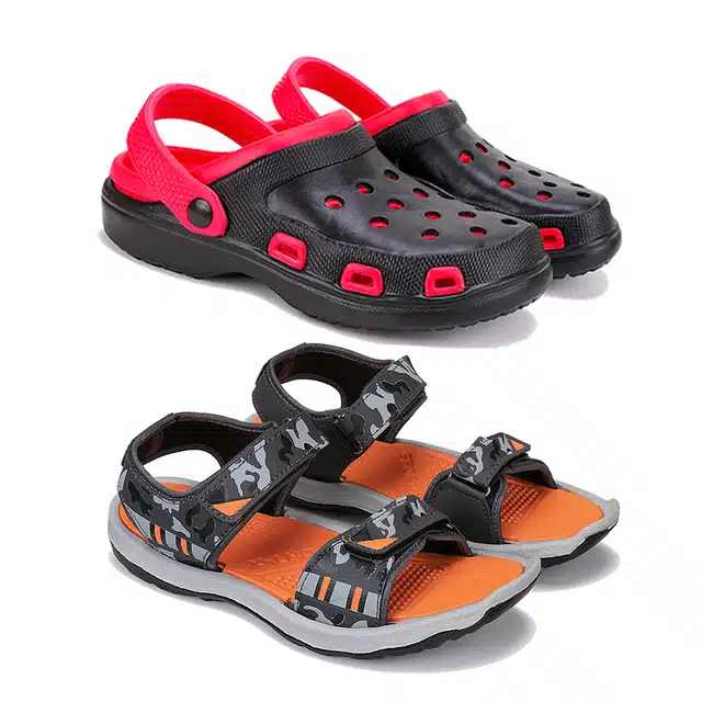 Combo of Clogs & Sandals for Men (Pack of 2) (Multicolour, 10)
