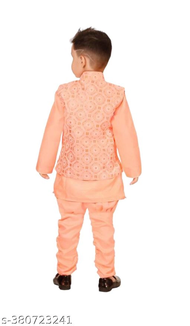 Cotton Blend Sherwani for Boys (Peach, 6-9 Months)