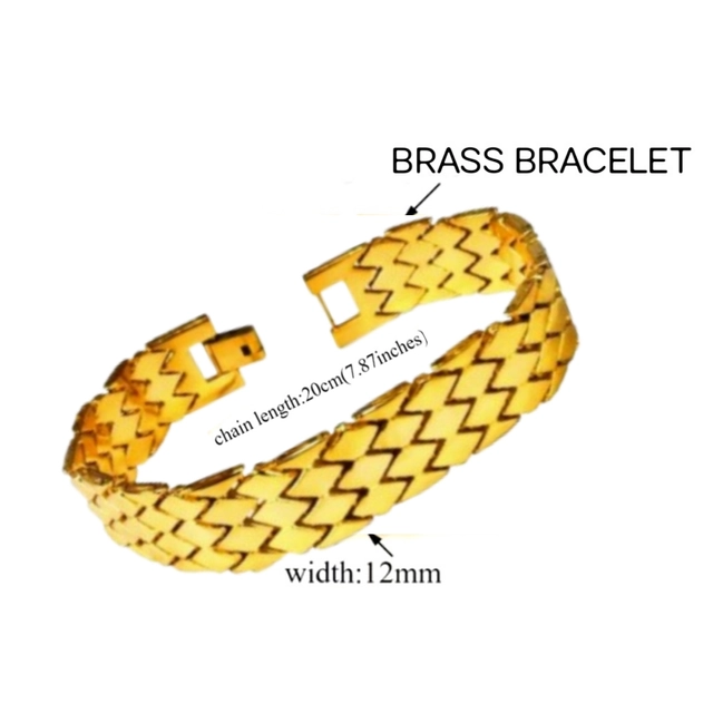 Brass Cube Design Bracelet for Men (Gold)