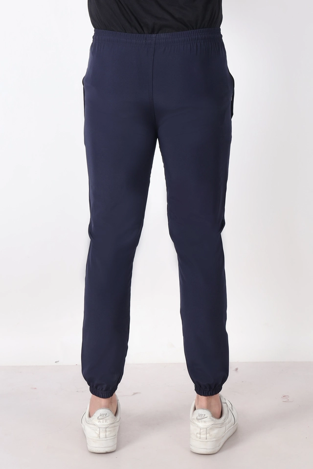 Cotton Blend Slim Fit Trackpants for Men (Blue, L)