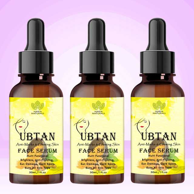 Haria Naturals Ubtan Face Serum With Turmeric & Saffron For Pimple Free Ultra Glowing Skin (90 ml) (Pack of 3) (B-15004)
