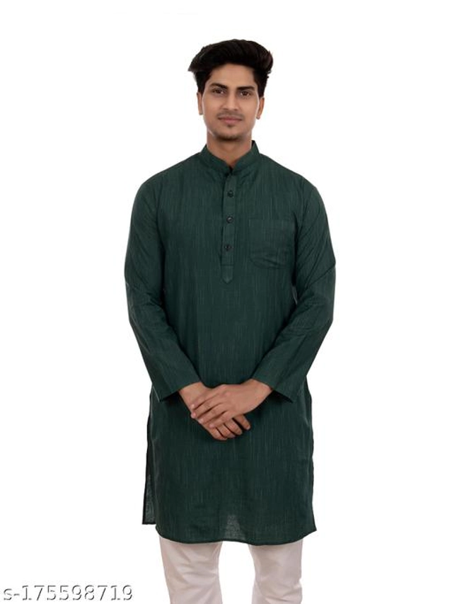 Cotton Blend Kurta for Men (Green, M)