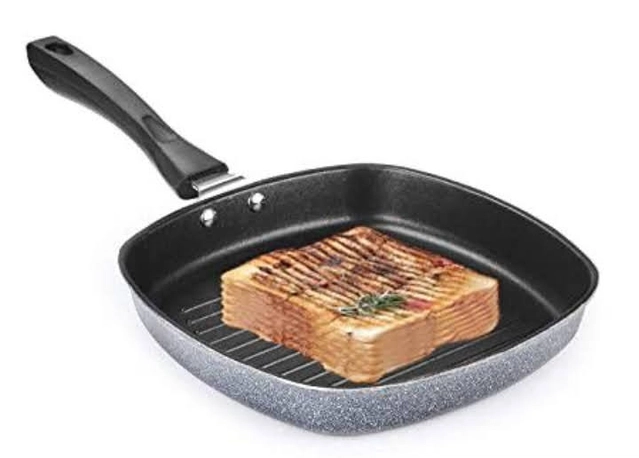 Non Stick Grill Pan with Handle (Grey, 22 cm)