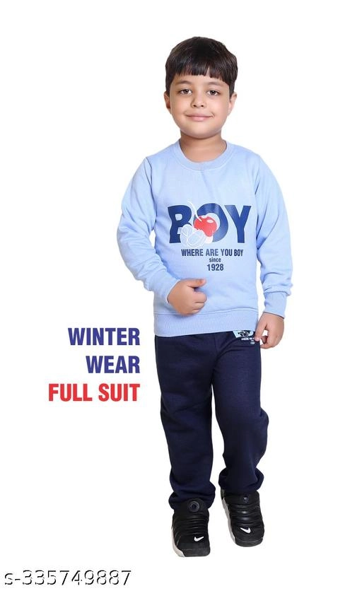 Cotton Blend Printed Clothing Set for Boys (Sky Blue & Royal Blue, 6-12 Months)