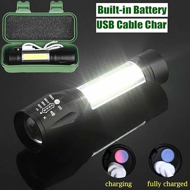 USB Rechargeable LED Flashlight (Black)