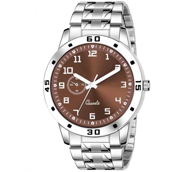 Elegant Collection Stylish Analog Watch For Men (Silver & Brown) (EC_044)