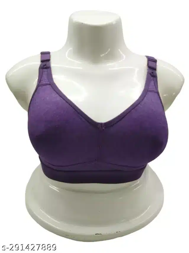 Cotton Solid Bra for Women (Purple, 32)
