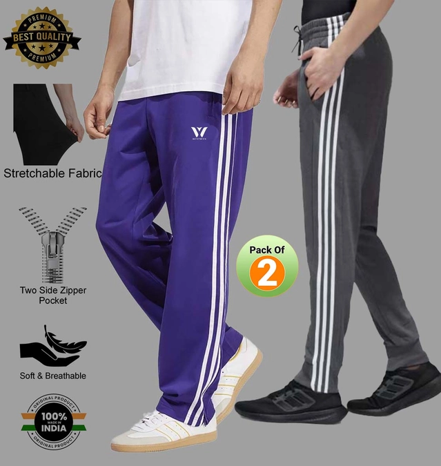 Cotton Blend Regular Fit Track Pants for Men (Multicolor, S) (Pack of 2)