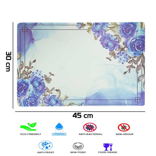 Multipurpose Refrigerator Mats (Blue & White, 12 X 17 Inch) (Pack of 4) (W-62)