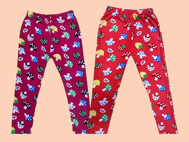 Fleece Printed Tights for Girls (Pack of 2) (Multicolor, 4-5 Years)