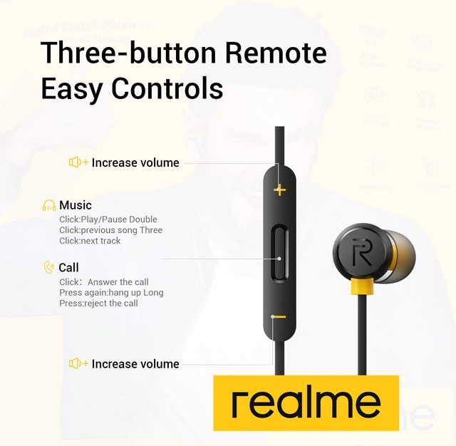 Realme Wired in Ear Earphones with Mic (Black & Yellow)