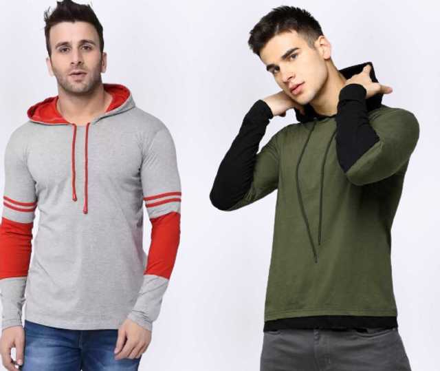 Men's Hooded Sweatshirt (Pack of 2) (Multicolor, M) (SVG-73)