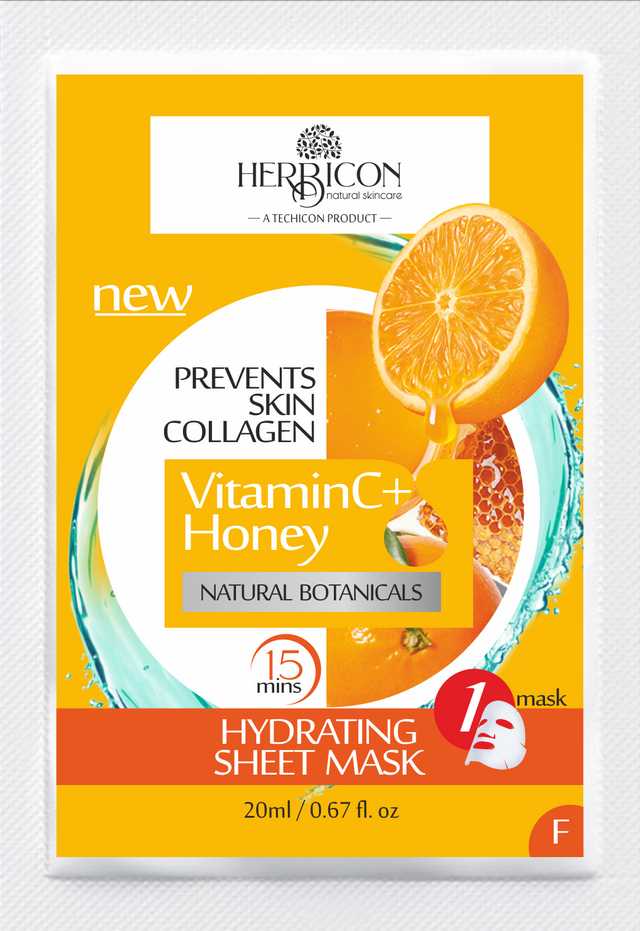 Herbicon Vitamin C Face Sheet Mask with Vitamin C and Honey for Skin Illumination (20 g, Pack of 1) (T-40)