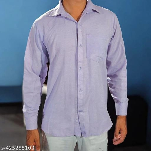 Full Sleeves Solid Shirt for Men (Purple, L)