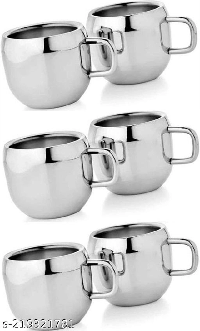 Stainless Steel Tea Cup (Multicolor, 80 ml) (Pack of 6)