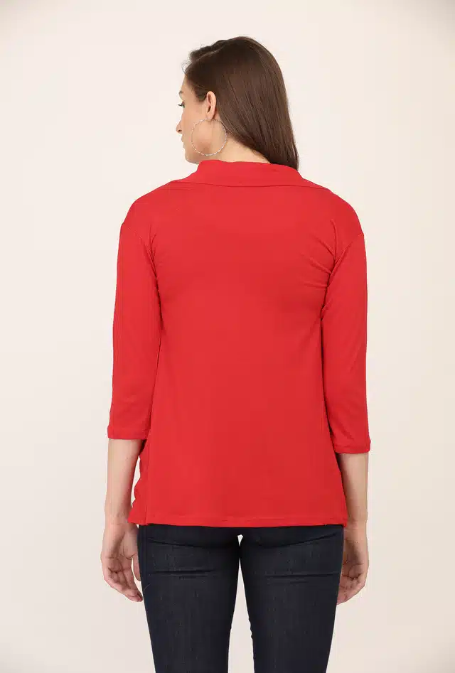 Cotton Solid Shrug for Women (Red, S )