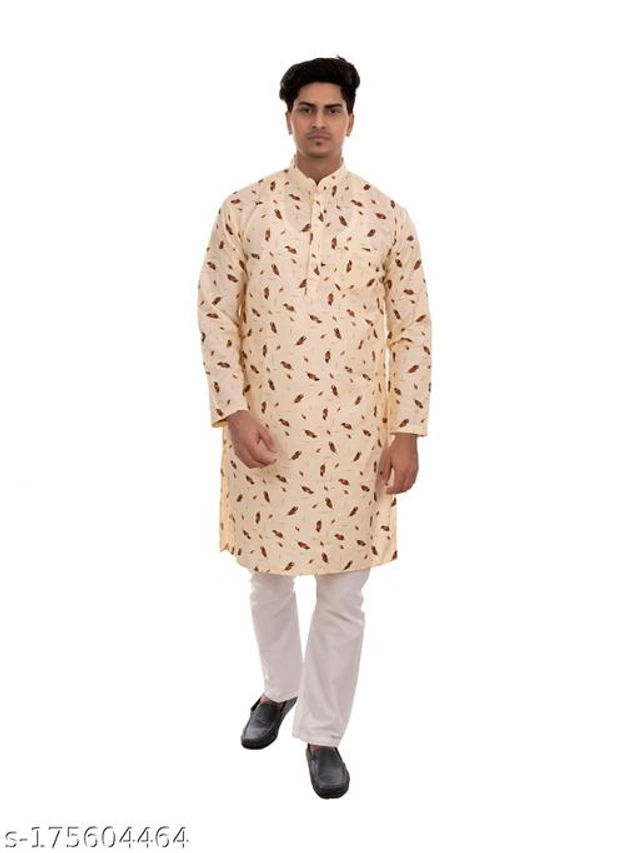 Cotton Blend Kurta for Men (Cream, S)