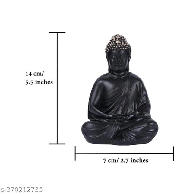 Poly Resin Handcrafted Meditating Buddha Idol (Black)