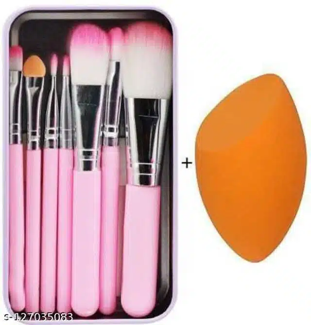 Makeup Blender with 7 Pcs Brushes (Multicolor, Set of 2)