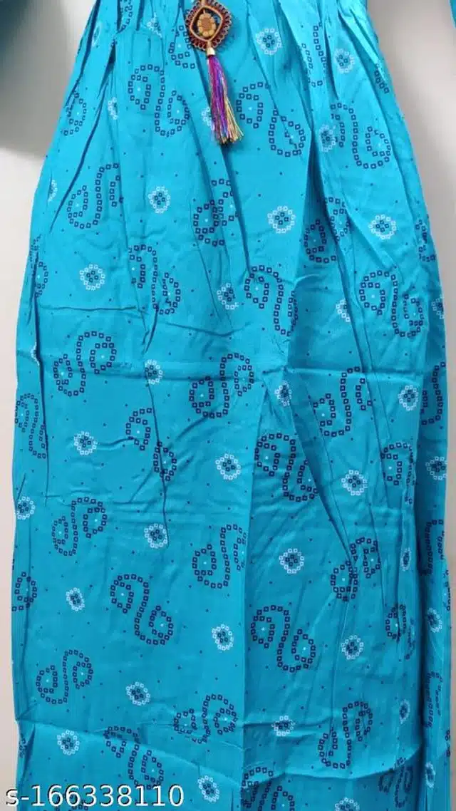 Cotton Printed Gown for Women (Sky Blue, M)