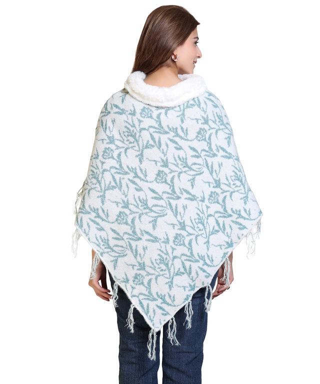 Woolen Self-Design Ponchos for Women (Multicolor, M)